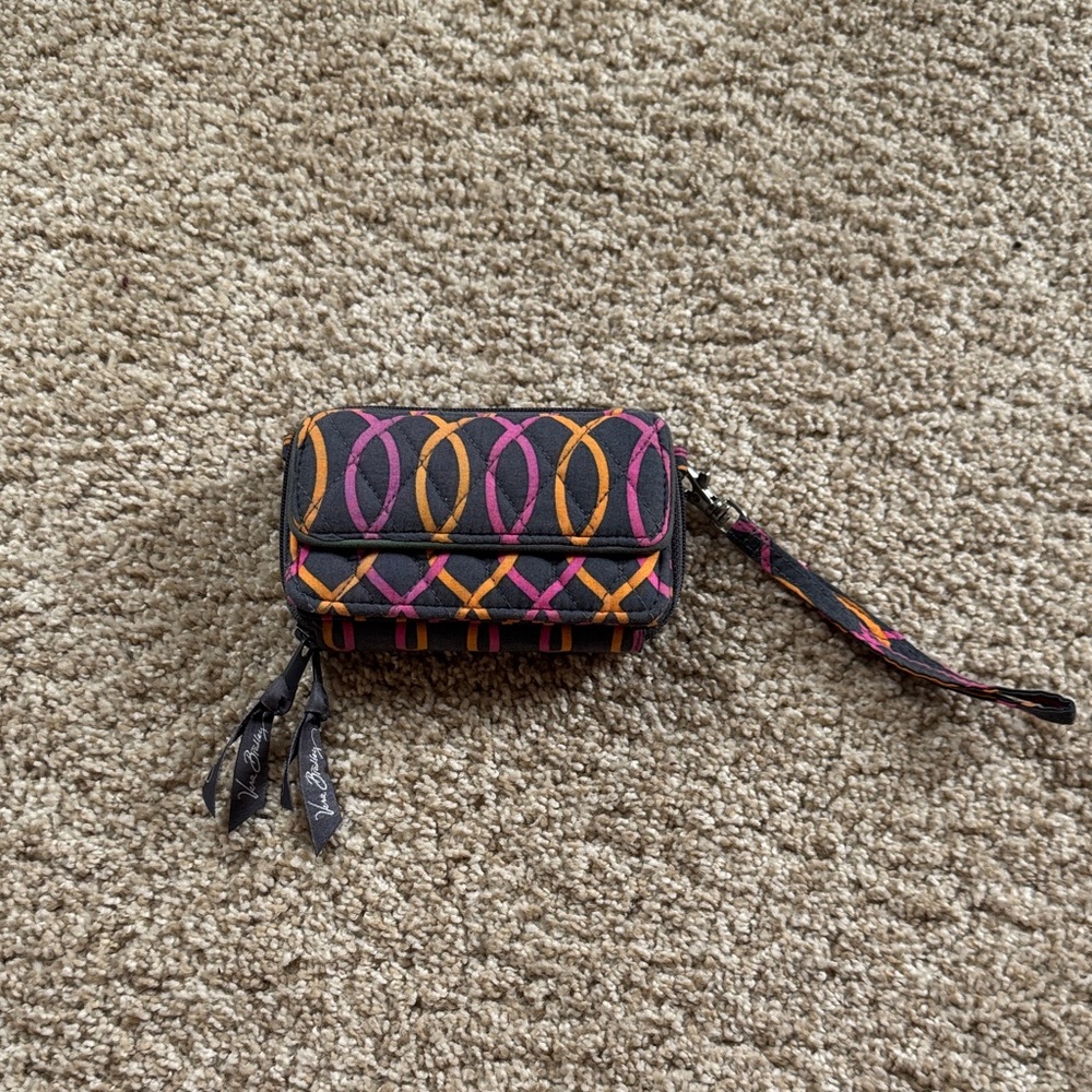 Vera Bradley Black, Pink, and Orange Wristlet